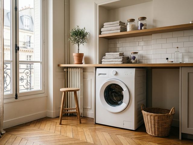 Lave-linge Bosch dans une buanderie parisienne — réparation à domicile