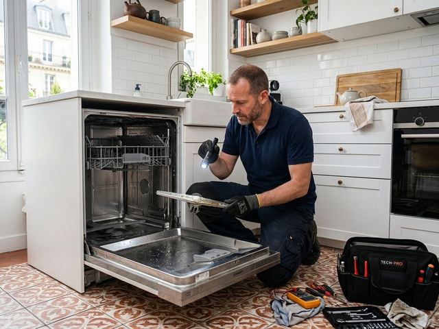 Diagnostic d'un lave-vaisselle encastré par un technicien Electrocase
